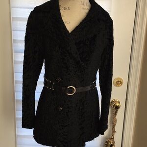 GARTENHAUS REAL FUR PERSIAN LAMB STRUCTURED COAT EUC SIZE MEDIUM